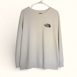 The North Face Women's XL Cream Crewneck Sweatshirt Embroidered Logo Pullover